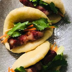 A picture of Fullblood Wagyu Beef Bacon Steamed Buns.