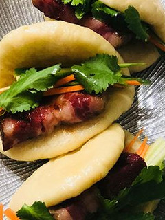 A picture of Fullblood Wagyu Beef Bacon Steamed Buns.