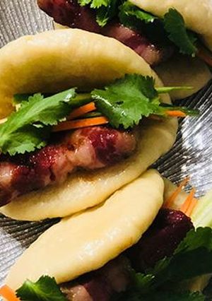 A picture of Fullblood Wagyu Beef Bacon Steamed Buns.