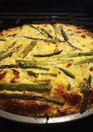 A picture of Asparagus Quiche with Spaghetti Squash Crust (Low Carb).