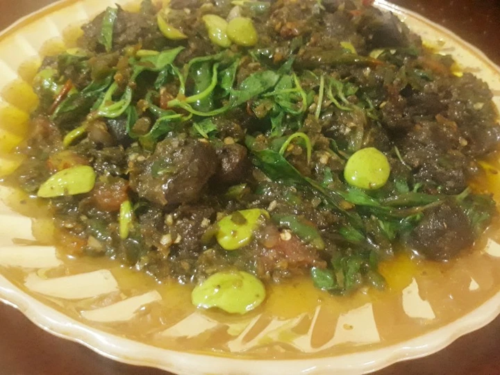 Cara Gampang Menyiapkan Resep Hati sapi balado ijau campur daun kemangi Anti Ribet, Sempurna