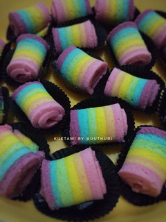 Foto resep Bolu gulung kukus rainbow mini