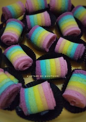 Foto resep Bolu gulung kukus rainbow mini