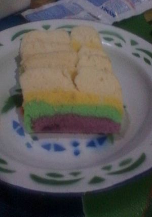 Foto resep Rainbow cake kukus (2 telur) ekonomis ^^