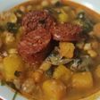 Garbanzos con espinacas, calabaza y chorizo