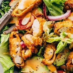 A picture of Chicken nugget salad.