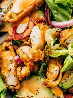A picture of Chicken nugget salad.