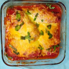 A picture of Keto Stuffed Chicken Marinara.