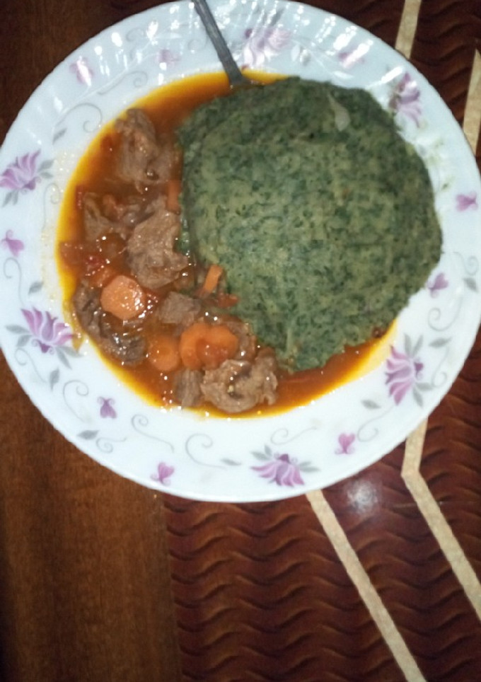 A picture of Simple Mukimo with beef stew #4weekschallenge# #authormarathon#.