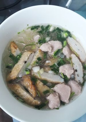 Hình của món Miến chả cá mọc (Tự chế).