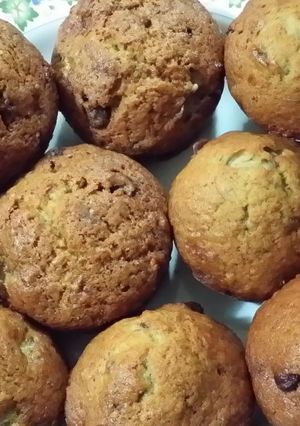 A picture of Banana Chocolate Chip Muffins.