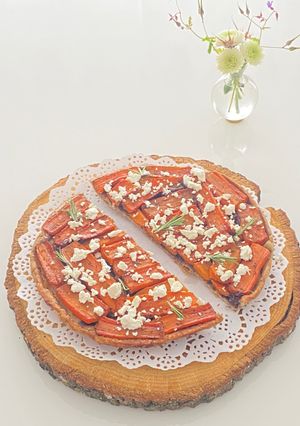 Une photo de Tatin de carottes /feta