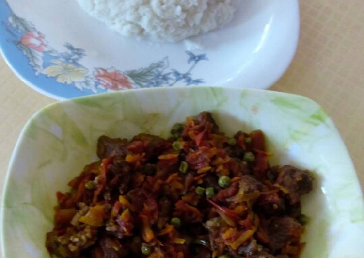 Vegmeat served with soft ugali