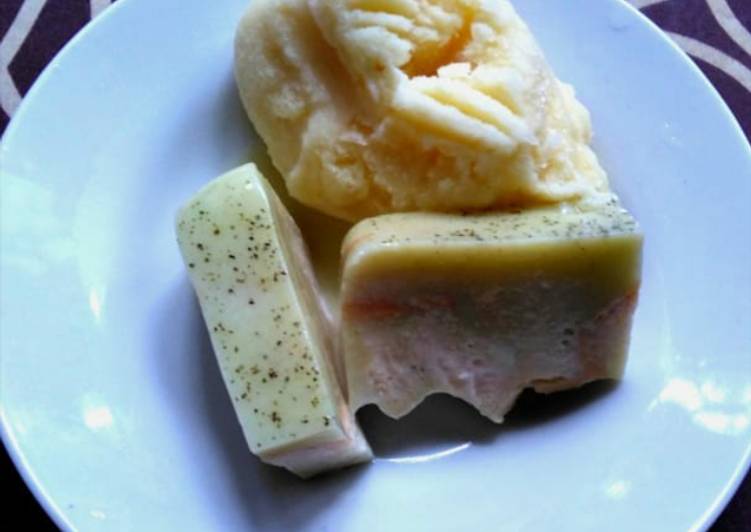 Green Tea Bread Pudding with Durian Ice Cream