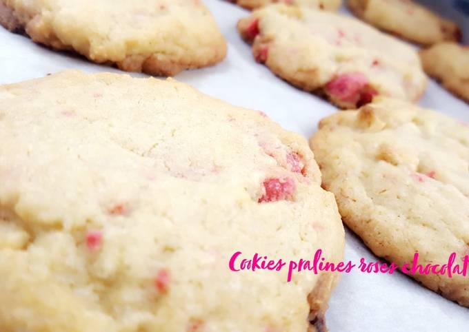 Cookies pralines roses et chocolat blanc 🍪