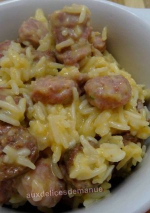 Une photo de Risotto à la merguez et chipolata