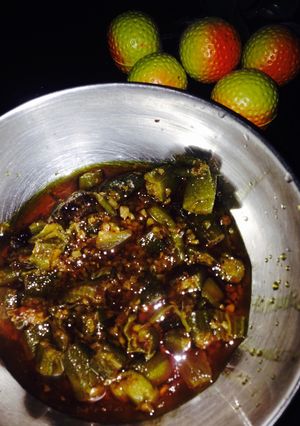 A picture of Bhindi yoghurt masala.