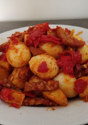 Foto resep Telor Puyuh Tempe Kentang Balado