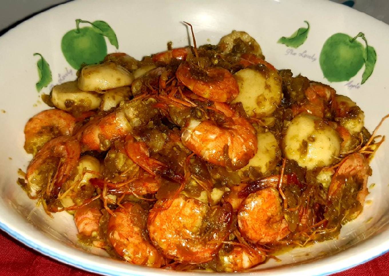 Udang,bakso ikan,masak sambal ijo