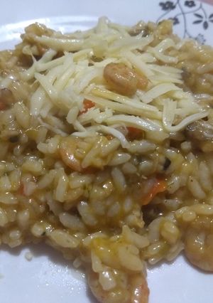 Una foto de Risotto de mariscos