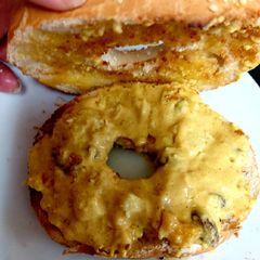 A picture of My Coronation Chicken Toasted Bagel 🥯 😋.
