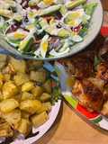 Roast Chicken with Potatoes and Salad