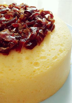 Foto resep Steam Cheese Cake Bolu Kukus Keju Lembut Mengembang Topping Kurma