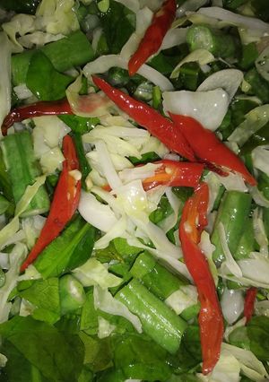 Foto resep Kacang panjang tumis daun melinjo dan kubis