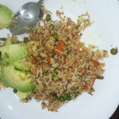 A picture of Minji (Green Grams)and Rice.