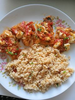 Paprikával és fetával sült tőkehal recept fotója