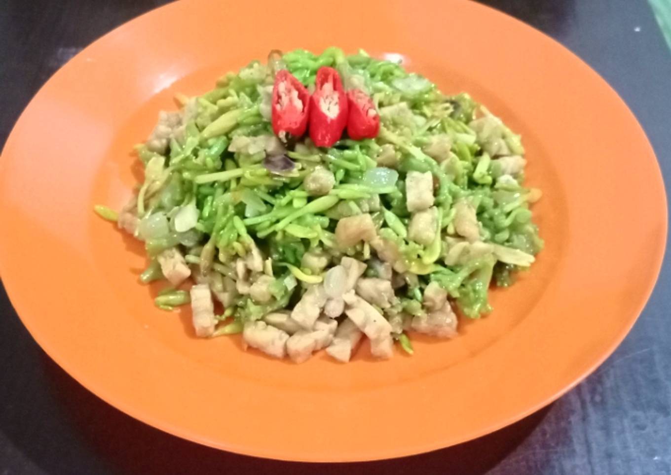 Tumis tempe bunga pepaya
