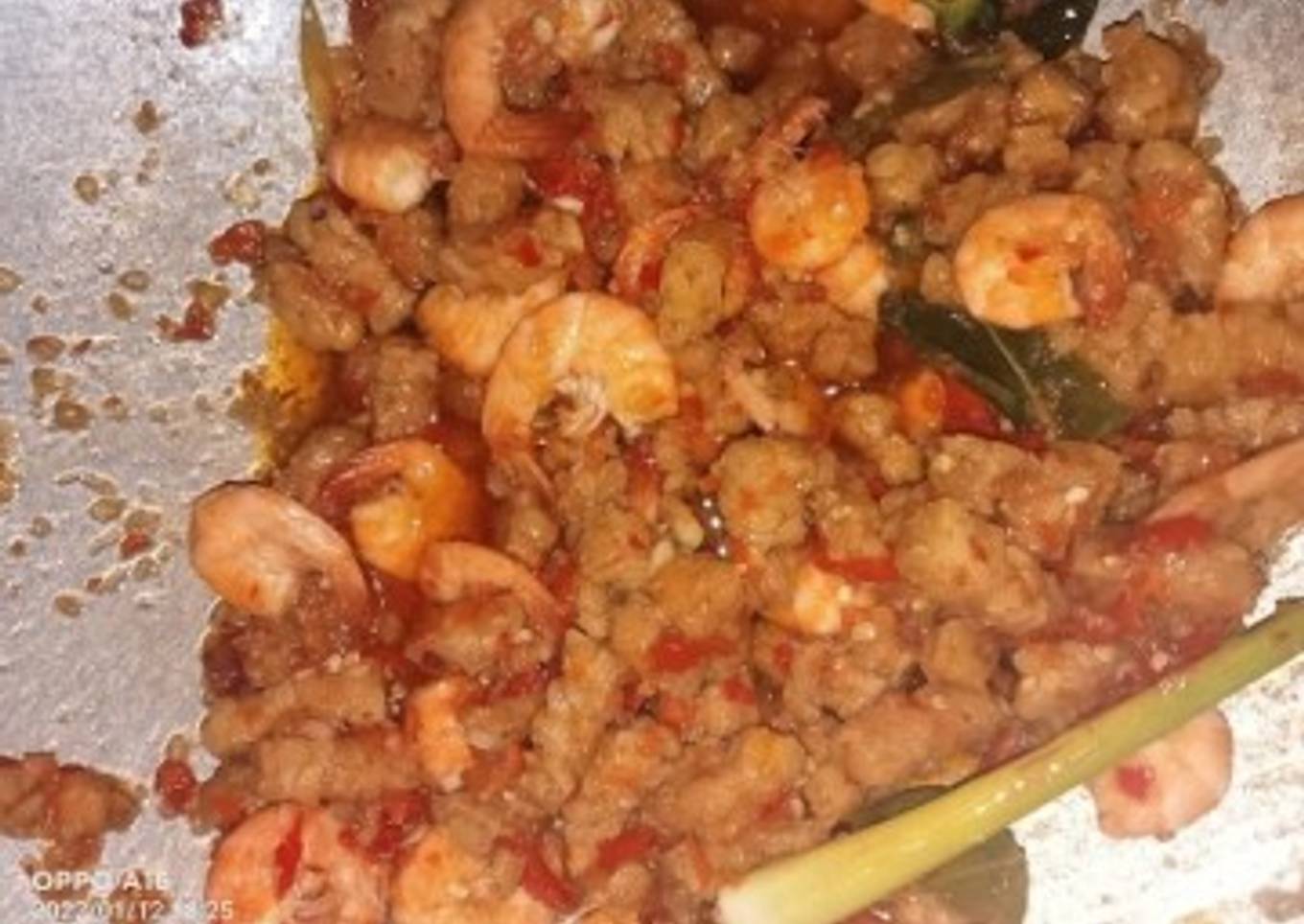 Udang+tempe balado