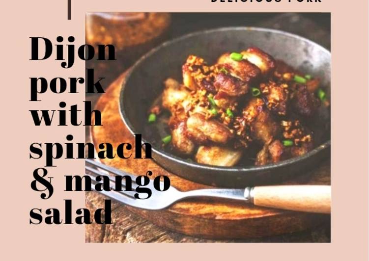 Dijon pork with spinach &amp; mango salad