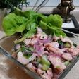 Ceviche de salmón y camarón