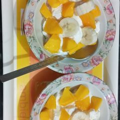 ICE CREAM 🍦with mango toppings A picture of ICE CREAM 🍦with mango toppings.
