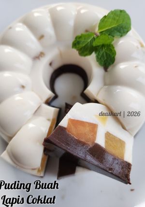 Foto resep Puding Buah Lapis Coklat