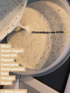 A picture of “Halal Guys” White Sauce.