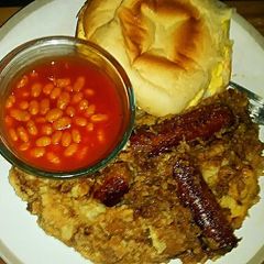A picture of Tex's Bangers & Mash Pie 🐷🍲🧀🇬🇧.