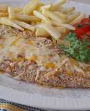 Escalope de ternera al horno con patatas fritas