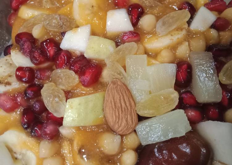 Steps to Prepare Quick Colorful fruit and nuts chat