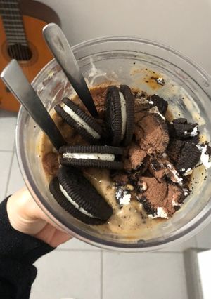 Una foto de Helado de banana casero, fácil y súper rico!