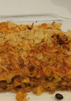 A picture of Mexican Lasagna.