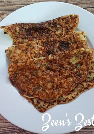 A picture of Flattened Rice and Amaranth Greens Savoury Pancakes.