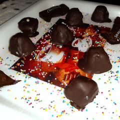 Chocolate kulfi ice cubes A picture of Chocolate kulfi ice cubes.
