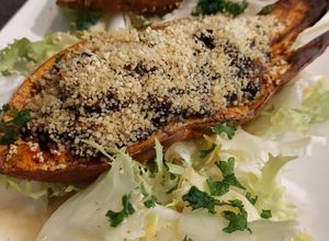 Une photo de Parmentier de boudin noir à la patate douce 🍠