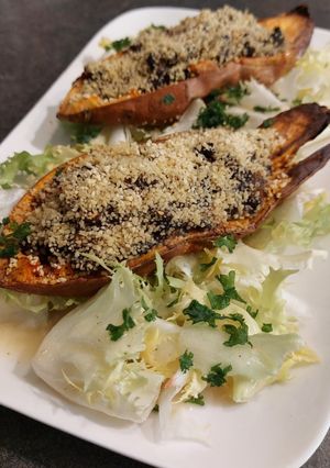 Une photo de Parmentier de boudin noir à la patate douce 🍠