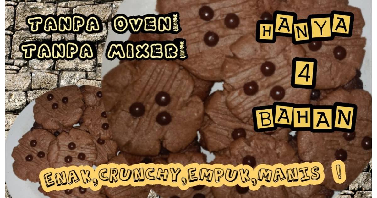 Resep Cookies chocolatos dengan 4 bahann 🍪🍪 tanpa oven, tanpa mixer