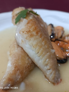 Una foto de Filetes de gallineta con velouté de mejillones