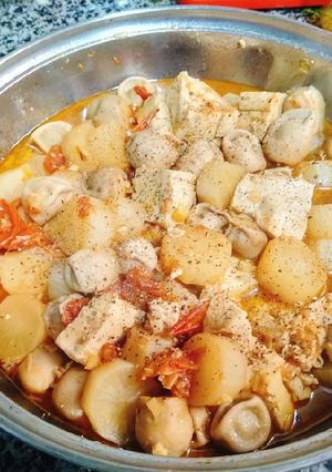 Hình của món Đậu khuôn kho củ quả.