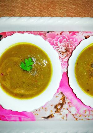 A picture of Moong dal mix vegetable soup.